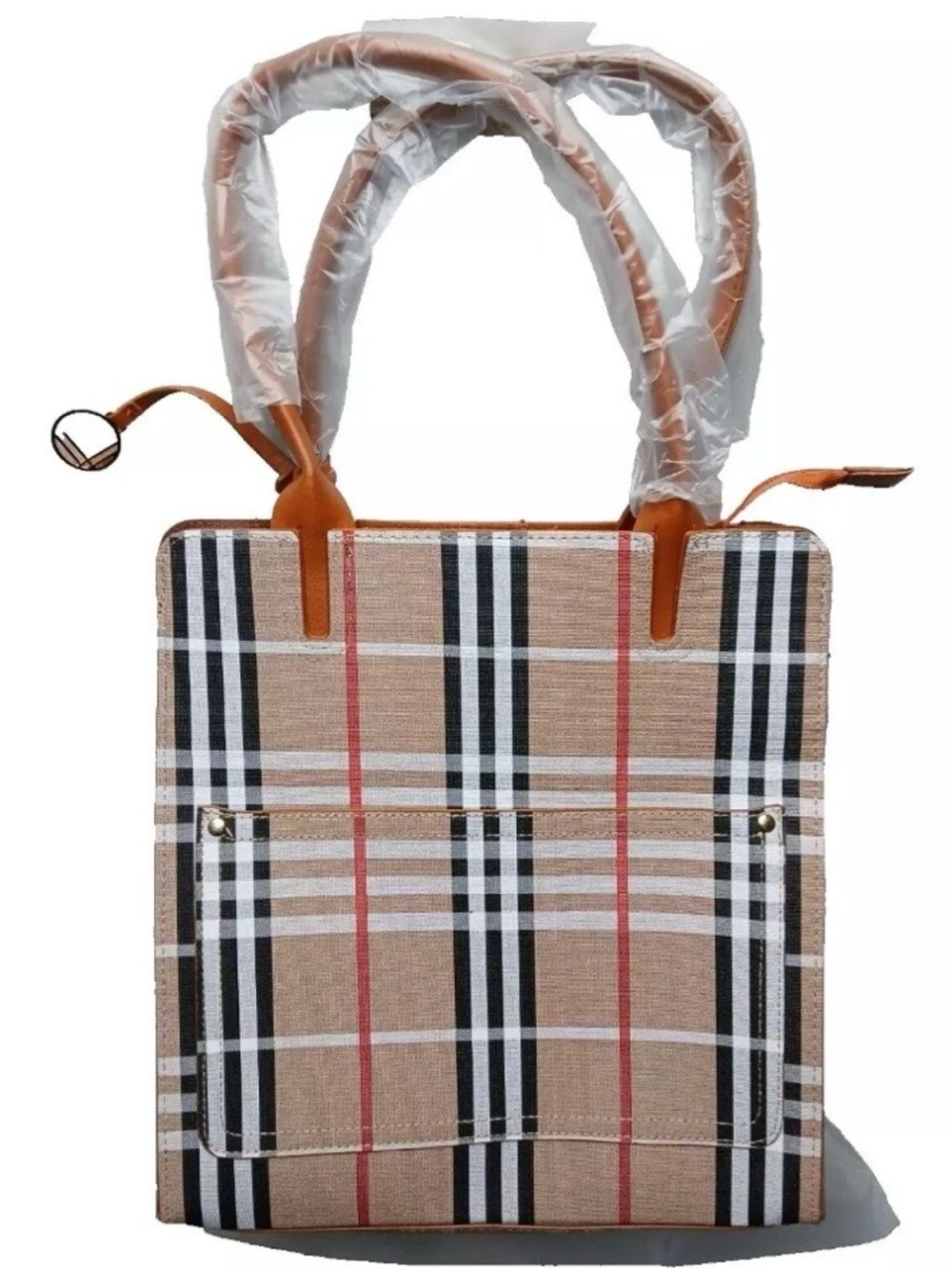 Newberry Classic Tan and Black Plaid Tote Bag